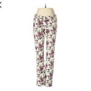 PAIGE Peg Skinny Jeans - White Floral Print